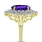 Goldplattierter Silberring mit marokkanischem Amethyst und weißem Topas