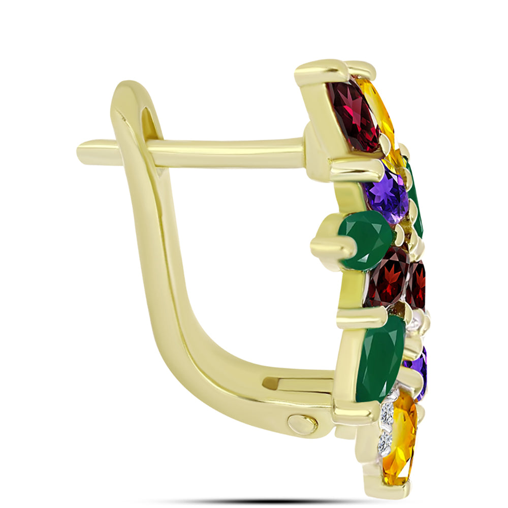 Goldplattierte Silberohrringe mit marokkanischem Amethyst und Zitrin aus dem Ural