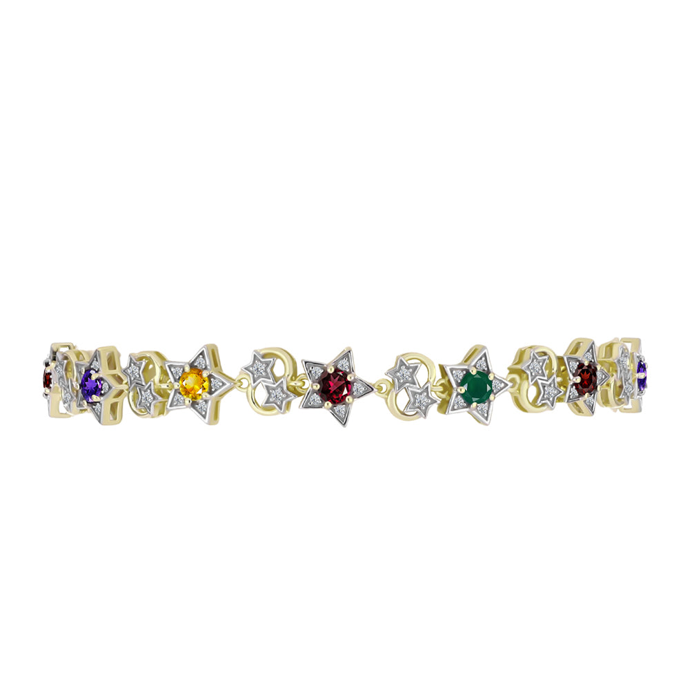 Goldplattiertes Silberarmband mit marokkanischem Amethyst und Zitrin aus dem Ural 2 