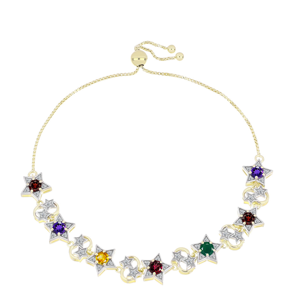 Goldplattiertes Silberarmband mit marokkanischem Amethyst und Zitrin aus dem Ural 1 