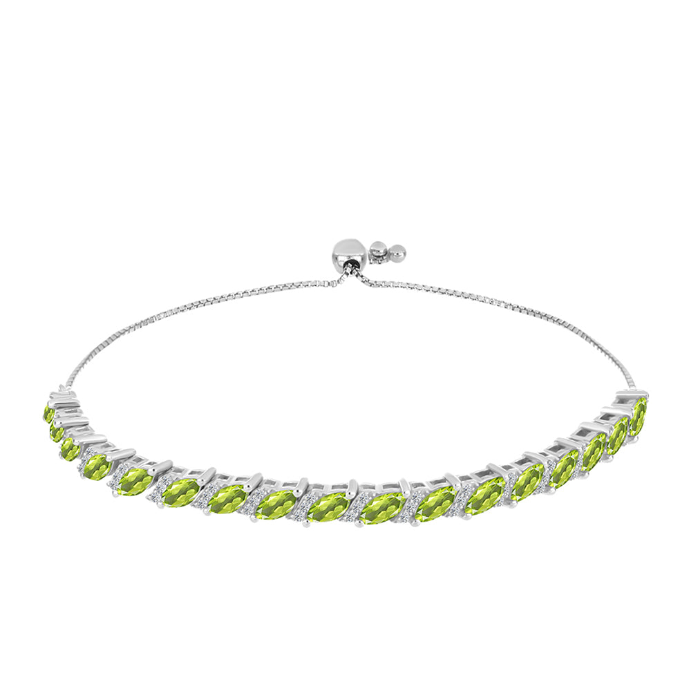Silberarmband mit Peridot aus Changbai und weißem Topas 1 
