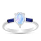 Silberring mit australischem blauem Saphir und Regenbogenmondstein