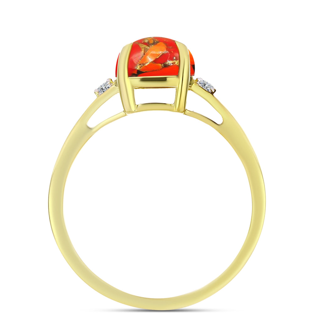 Goldplattierter Silberring mit Mohave-Türkis und weißem Topas 2 