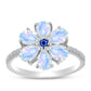 Silberring mit australischem blauem Saphir und Regenbogenmondstein
