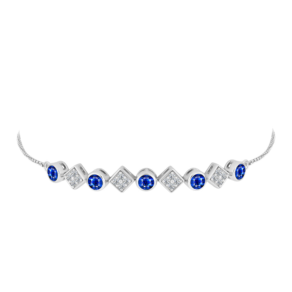 Silberarmband mit australischem blauem Saphir und weißem Topas 2 