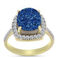 Goldplattierter Silberring mit blauer Druse und weißem Topas