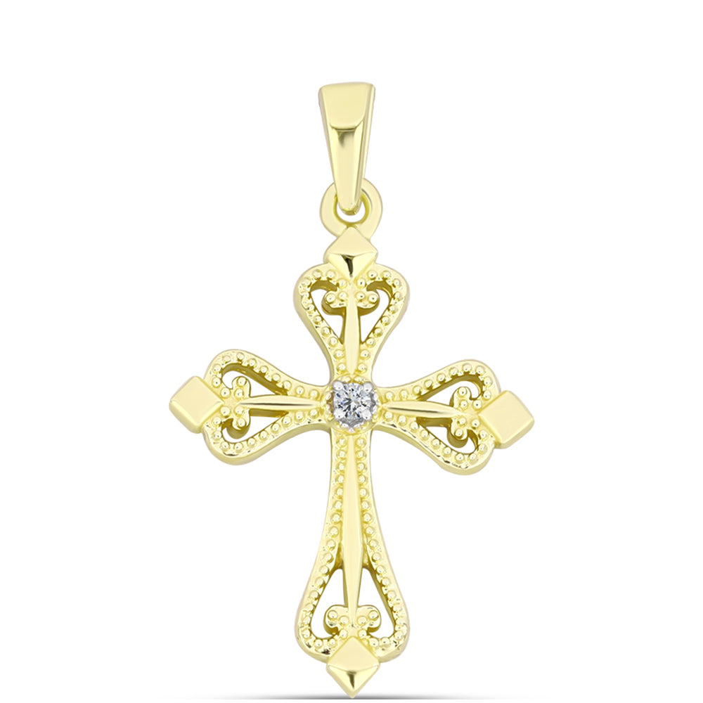 Goldplattierter Silberanhänger mit weißem Diamant