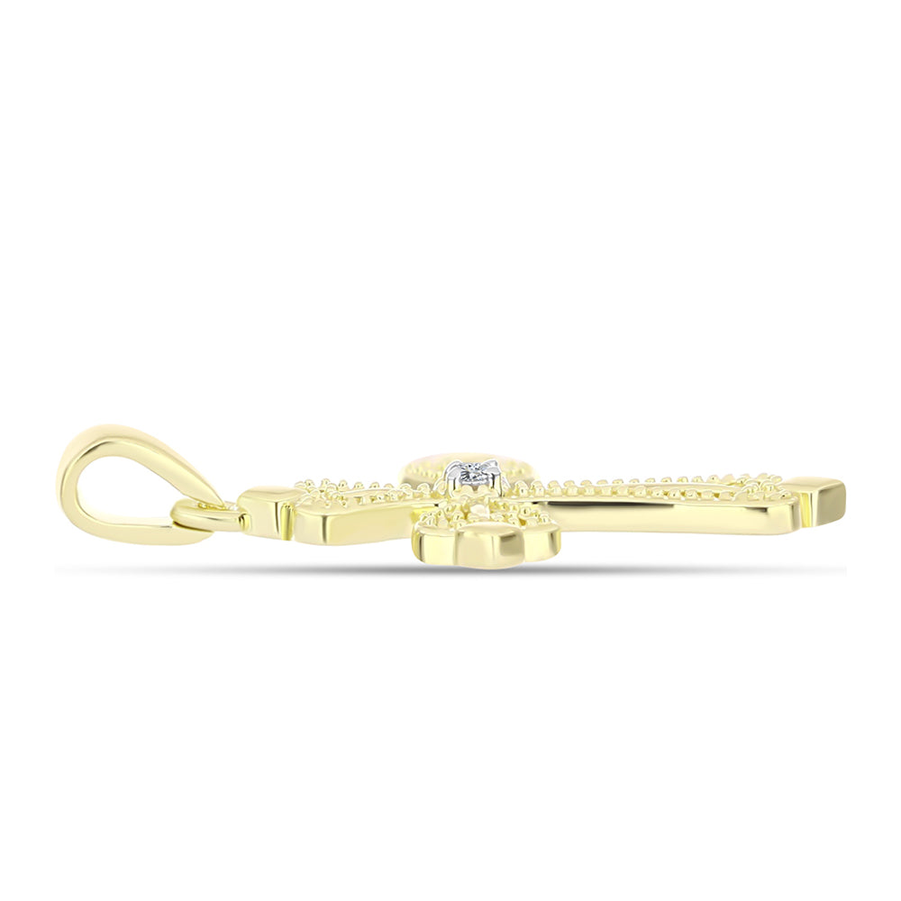 Goldplattierter Silberanhänger mit weißem Diamant