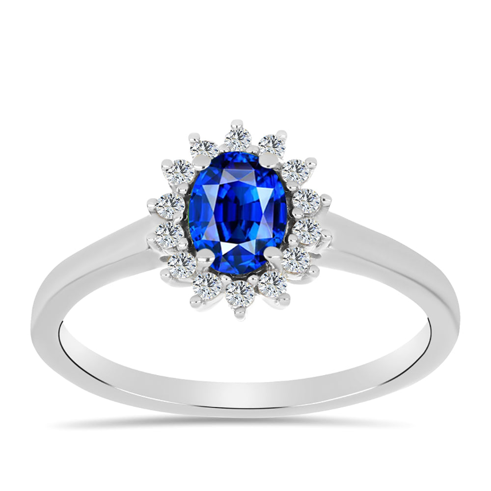 Silberring mit australischem blauem Saphir und weißem Topas 3 