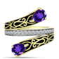 Goldplattierter Silberring mit marokkanischem Amethyst und weißem Topas