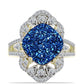 Goldplattierter Silberring mit blauer Druse und weißem Topas