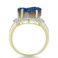 Goldplattierter Silberring mit blauer Druse und weißem Topas