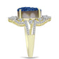 Goldplattierter Silberring mit blauer Druse und weißem Topas