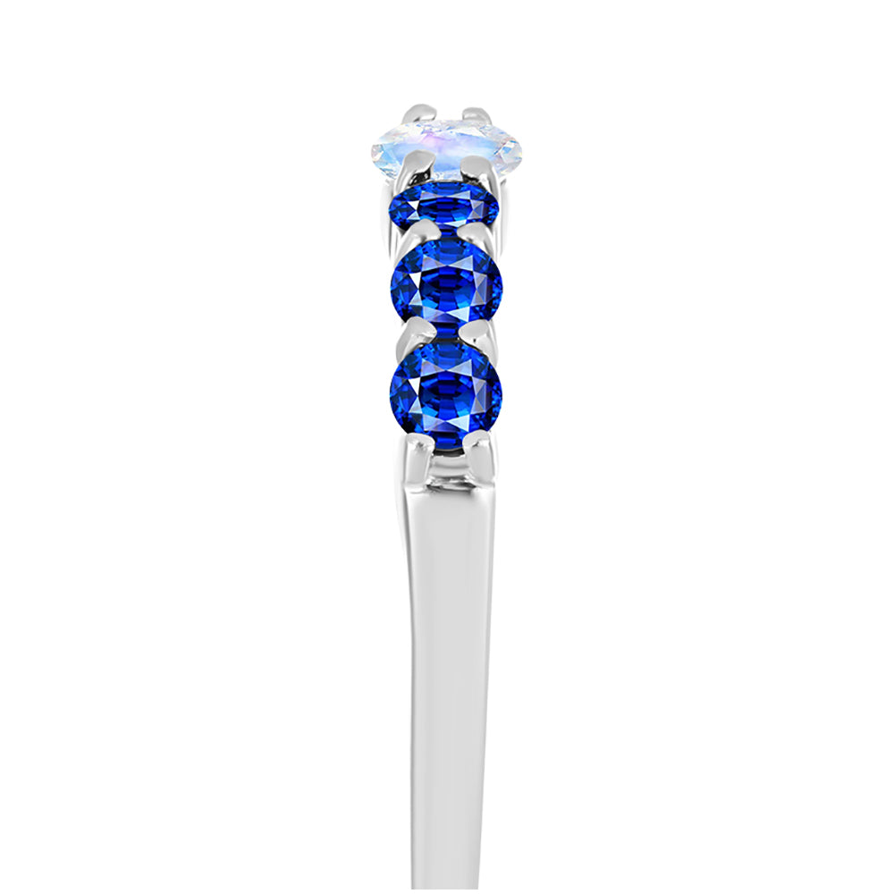 Silberring mit australischem blauem Saphir und Regenbogenmondstein 4 