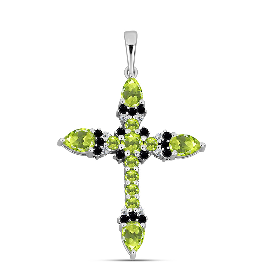 Silberanhänger mit Peridot aus Changbai und weißem Topas 1 