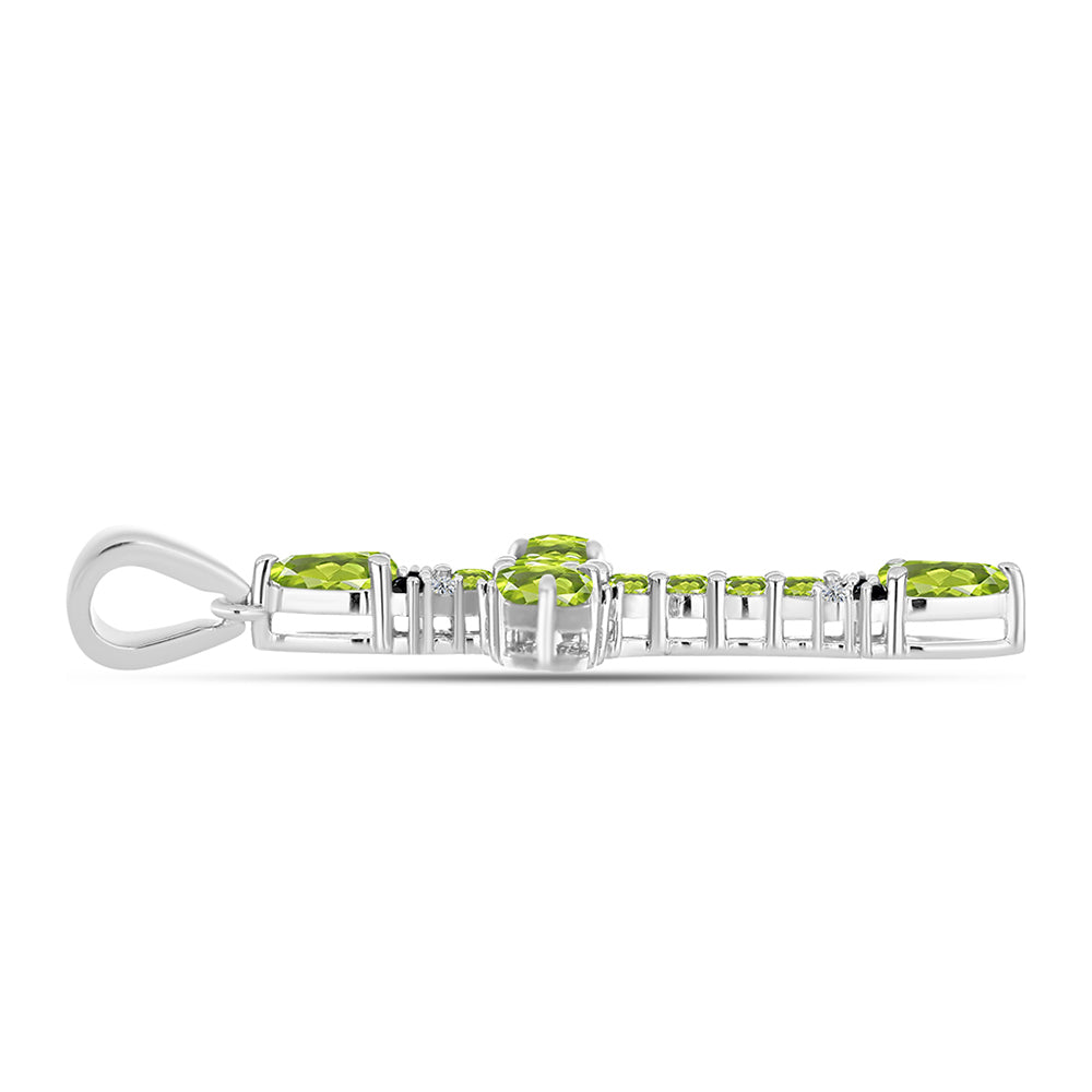 Silberanhänger mit Peridot aus Changbai und weißem Topas 2 