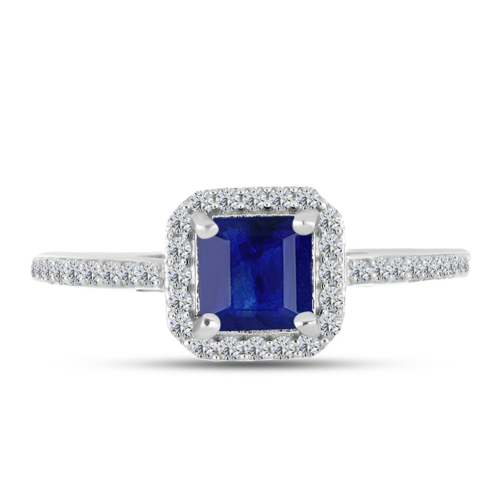 Silberring mit australischem blauem Saphir und weißem Topas 1 