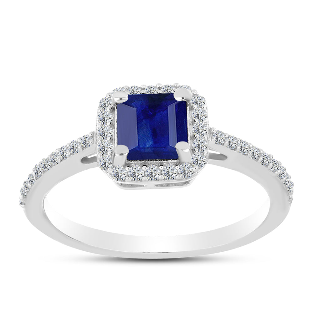Silberring mit australischem blauem Saphir und weißem Topas 3 