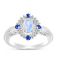 Silberring mit australischem blauem Saphir und Regenbogenmondstein
