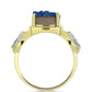 Goldplattierter Silberring mit blauer Druse und weißem Topas