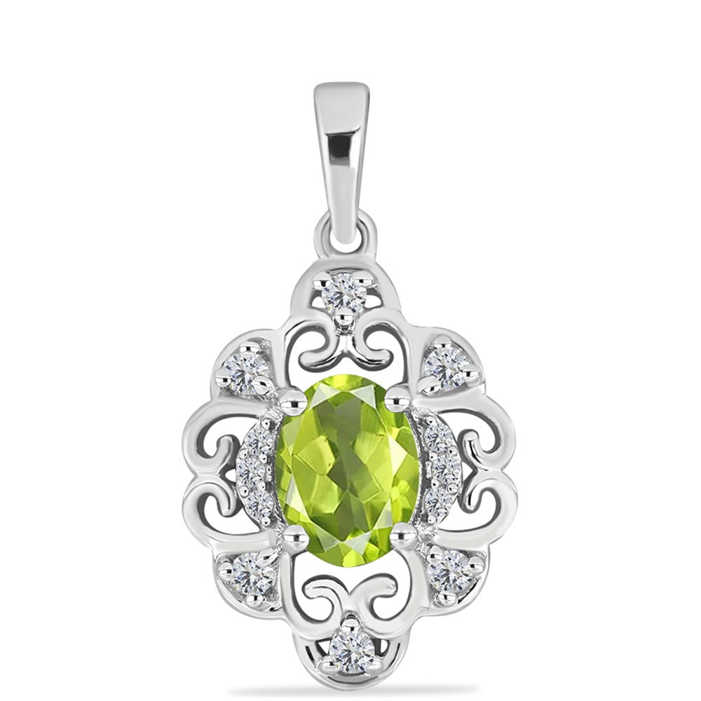 Silberanhänger mit Peridot aus Changbai und weißem Topas