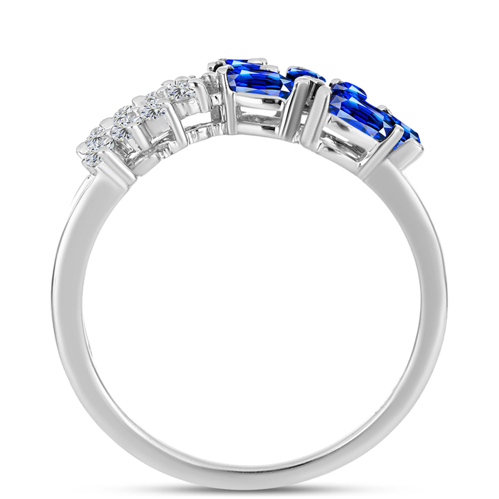 Silberring mit australischem blauem Saphir und weißem Topas