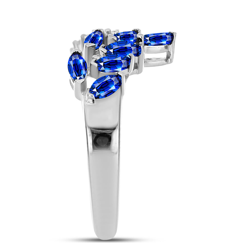 Silberring mit australischem blauem Saphir und weißem Topas 3 