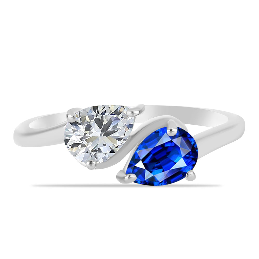 Silberring mit australischem blauem Saphir und weißem Topas