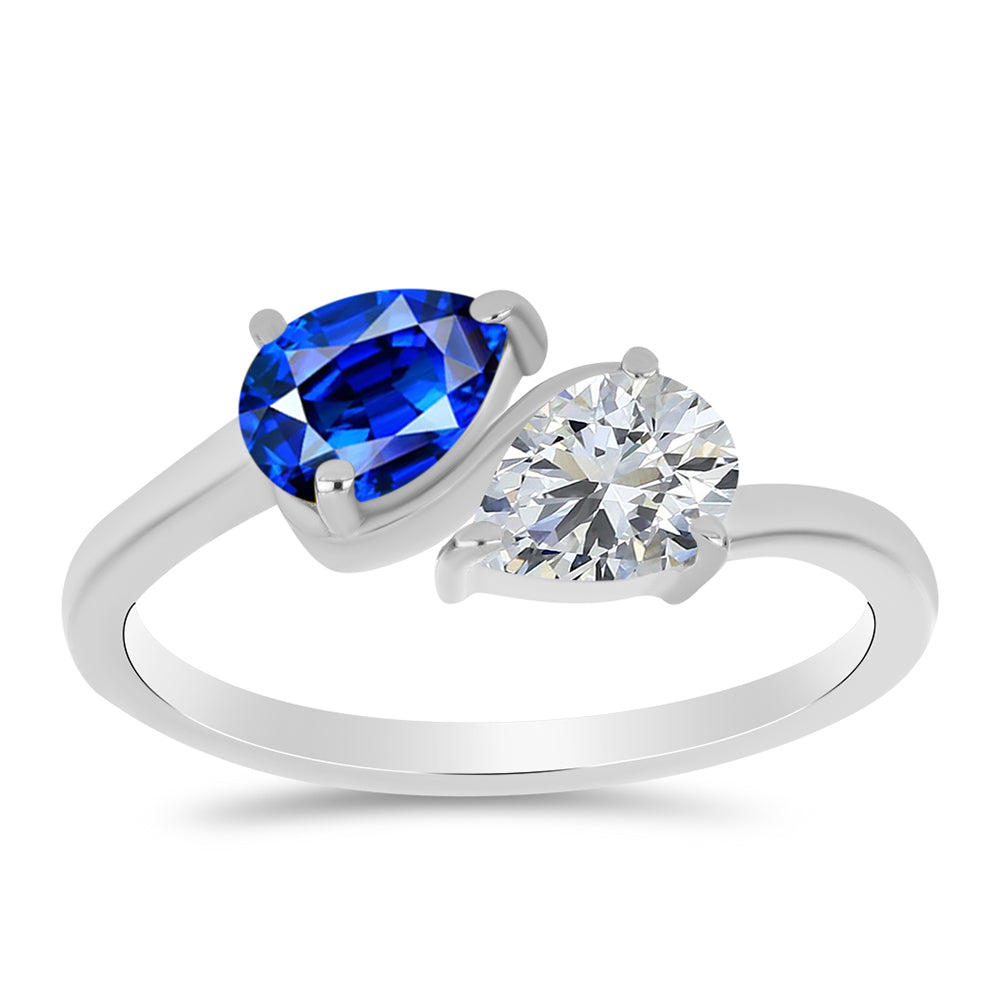 Silberring mit australischem blauem Saphir und weißem Topas