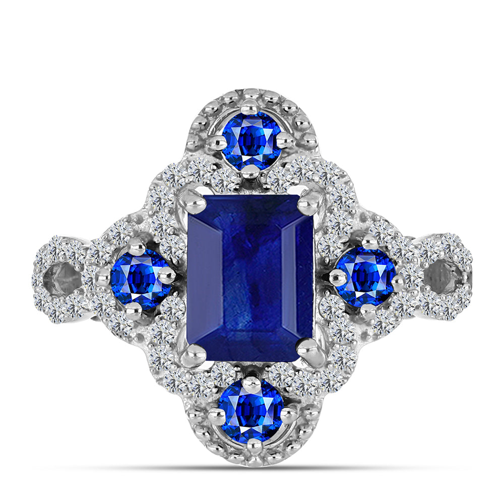 Silberring mit australischem blauem Saphir und weißem Topas