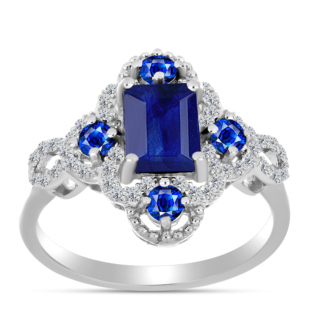 Silberring mit australischem blauem Saphir und weißem Topas