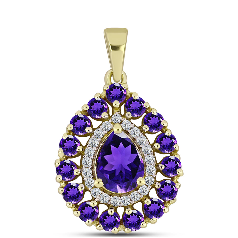 Goldplattierter Silberanhänger mit marokkanischem Amethyst und weißem Topas