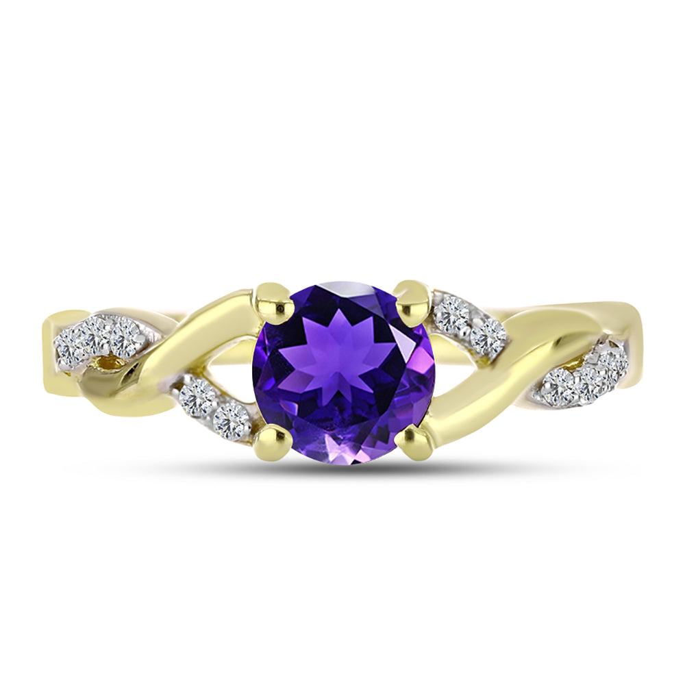Goldplattierter Silberring mit marokkanischem Amethyst und weißem Topas 1 