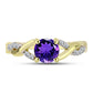 Goldplattierter Silberring mit marokkanischem Amethyst und weißem Topas