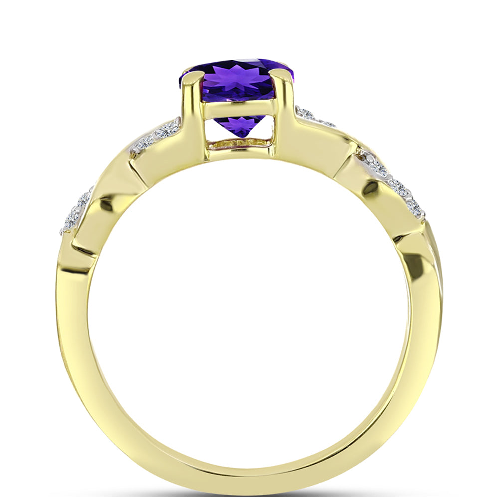 Goldplattierter Silberring mit marokkanischem Amethyst und weißem Topas