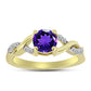 Goldplattierter Silberring mit marokkanischem Amethyst und weißem Topas