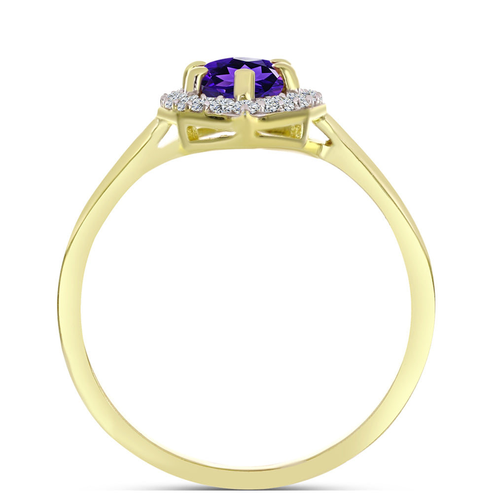 Goldplattierter Silberring mit marokkanischem Amethyst und weißem Topas 2 