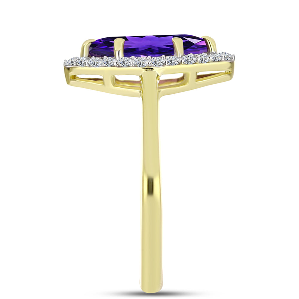 Goldplattierter Silberring mit marokkanischem Amethyst und weißem Topas 4 