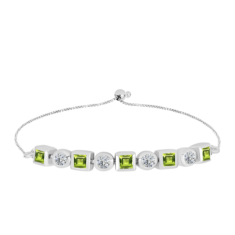 Silberarmband mit Peridot aus Changbai und weißem Topas