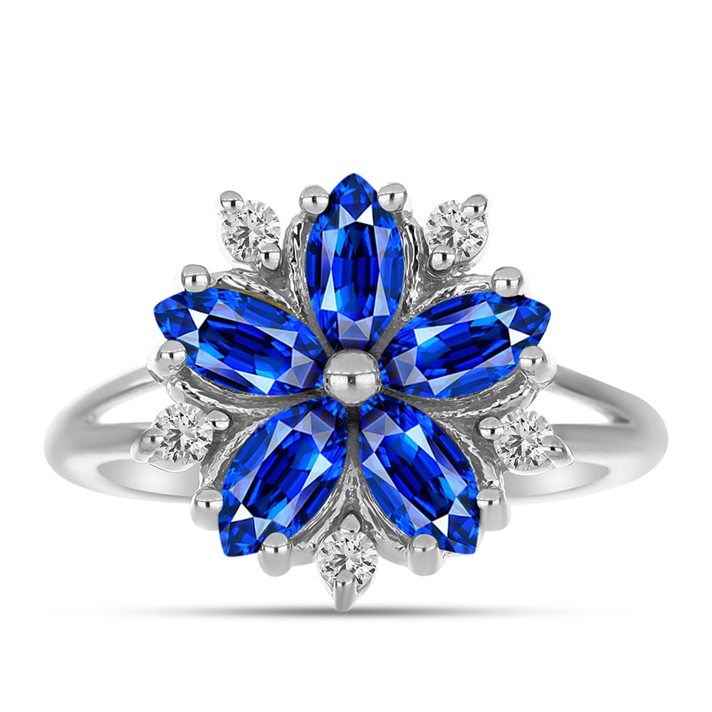 Silberring mit australischem blauem Saphir und weißem Topas 1 