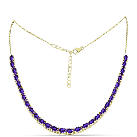 Goldplattierte Silberhalskette mit marokkanischem Amethyst