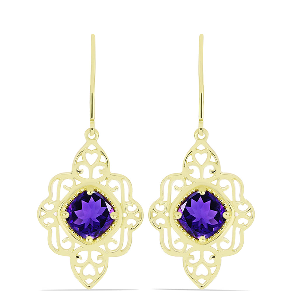 Goldplattierte Silberohrringe mit marokkanischem Amethyst