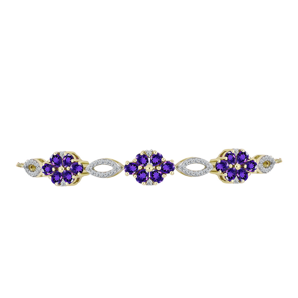 Goldplattiertes Silberarmband mit marokkanischem Amethyst und weißem Topas 2 