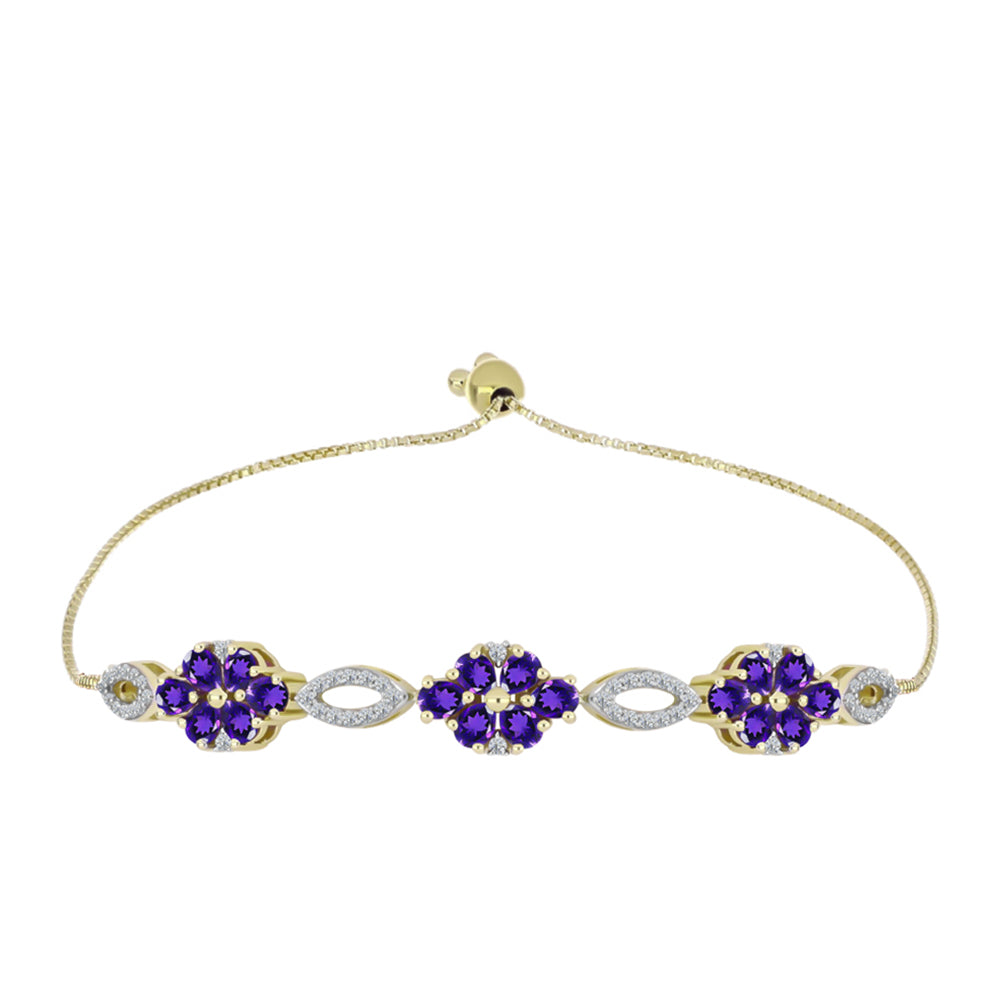 Goldplattiertes Silberarmband mit marokkanischem Amethyst und weißem Topas 1 