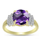 Goldplattierter Silberring mit marokkanischem Amethyst und weißem Topas