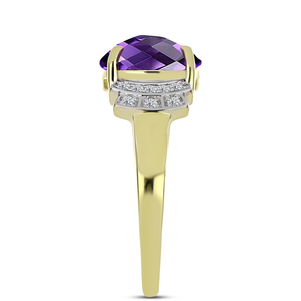 Goldplattierter Silberring mit marokkanischem Amethyst und weißem Topas 4 