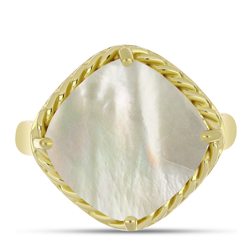 Goldplattierter Silberring mit Perlmutt