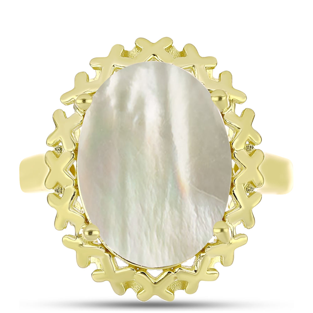 Goldplattierter Silberring mit Perlmutt 1 