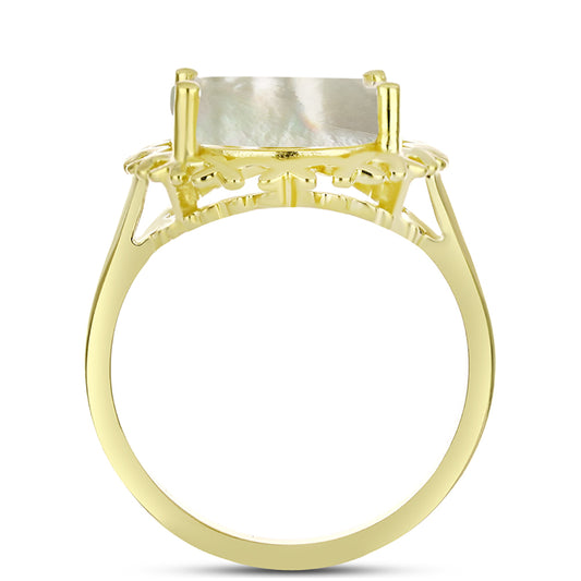 Goldplattierter Silberring mit Perlmutt