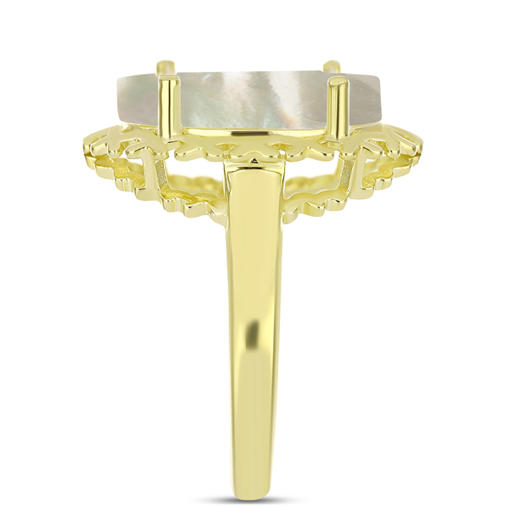 Goldplattierter Silberring mit Perlmutt 4 